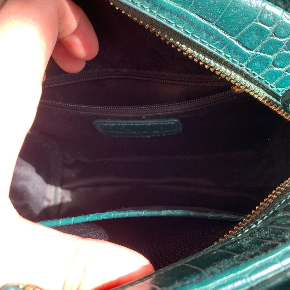 Lione Elegant Green Crocodile-Embossed Shoulder Bag Green Purse Bag Small - Picture 3 of 4